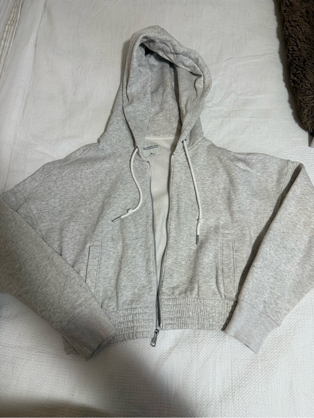 Abercrombie & Fitch Light Heather Gray Zip-Up Hoodie